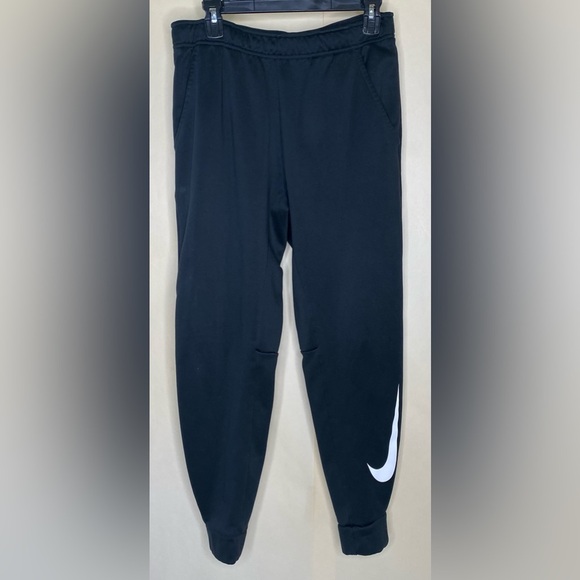 Nike Men's Therma Dri-Fit Swoosh Cuffed Standard Fit Black Training Pants Size M - Picture 1 of 4